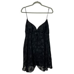VTG 90s Victorias Secret Babydoll Top XL Black open heart Chiffon Lingerie y2k